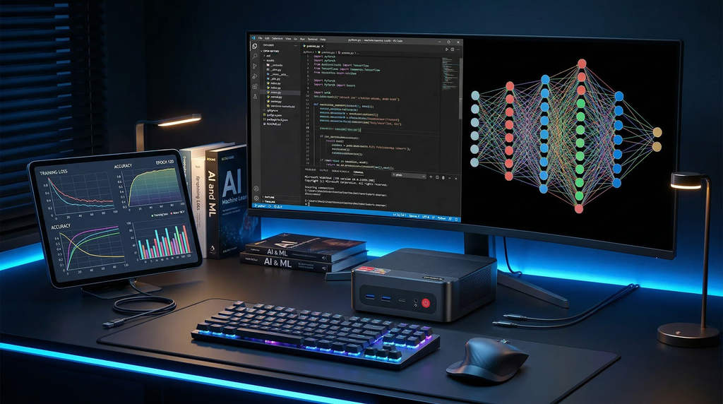 Clawdot BOSGAME P4 | AMD Ryzen 7 5700U 32GB RAM 1TB SSD | AI Ready Gaming Mini PC with Triple 4K Support