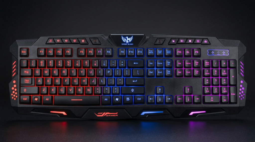 Clawdot M200 Mechanical Gaming Keyboard | Tri-Color Backlight (Red/Blue/Purple) | 19-Key Anti-Ghosting | Full-Size Layout