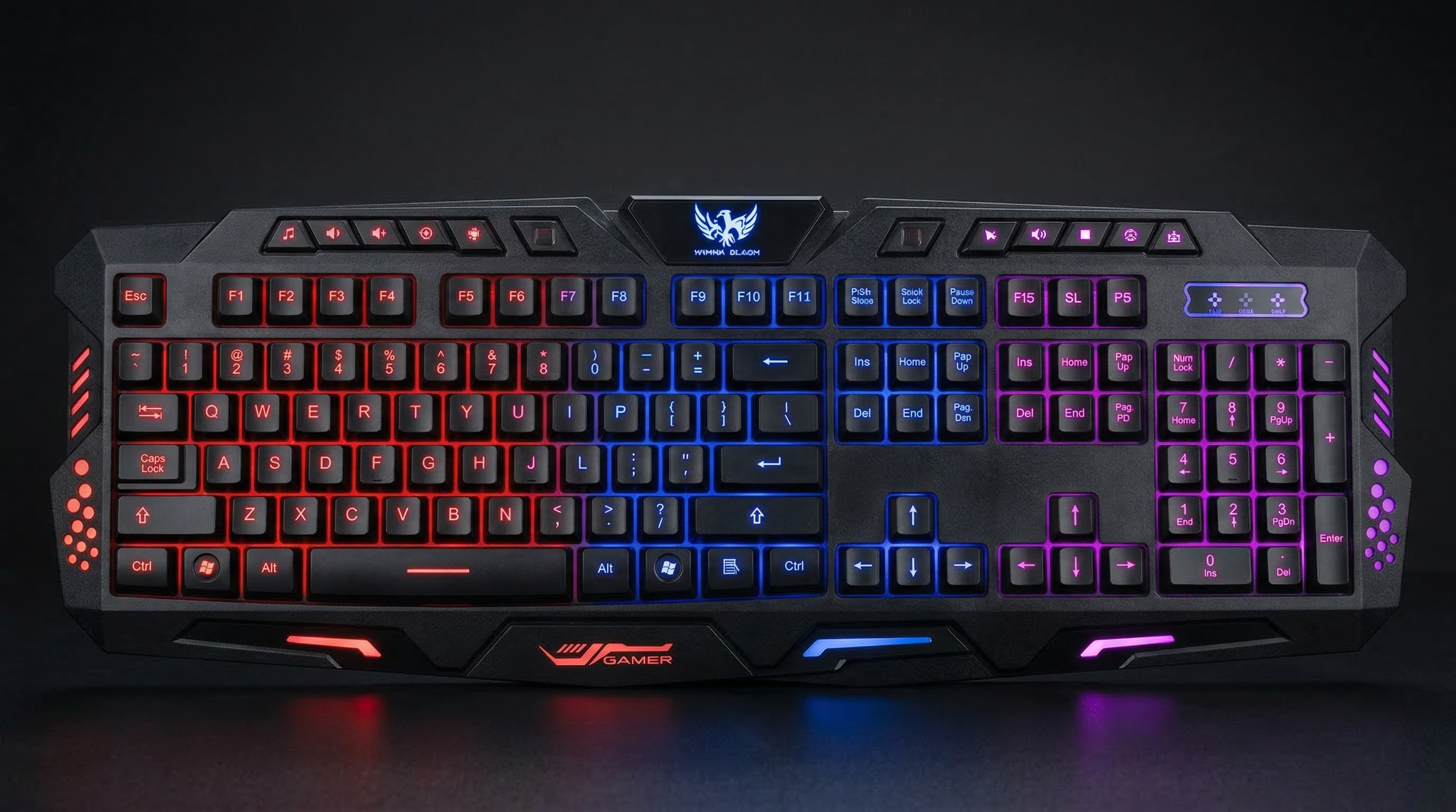 Clawdot M200 Mechanical Gaming Keyboard | Tri-Color Backlight (Red/Blue/Purple) | 19-Key Anti-Ghosting | Full-Size Layout