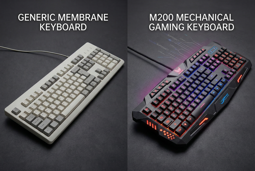 Clawdot M200 Mechanical Gaming Keyboard | Tri-Color Backlight (Red/Blue/Purple) | 19-Key Anti-Ghosting | Full-Size Layout