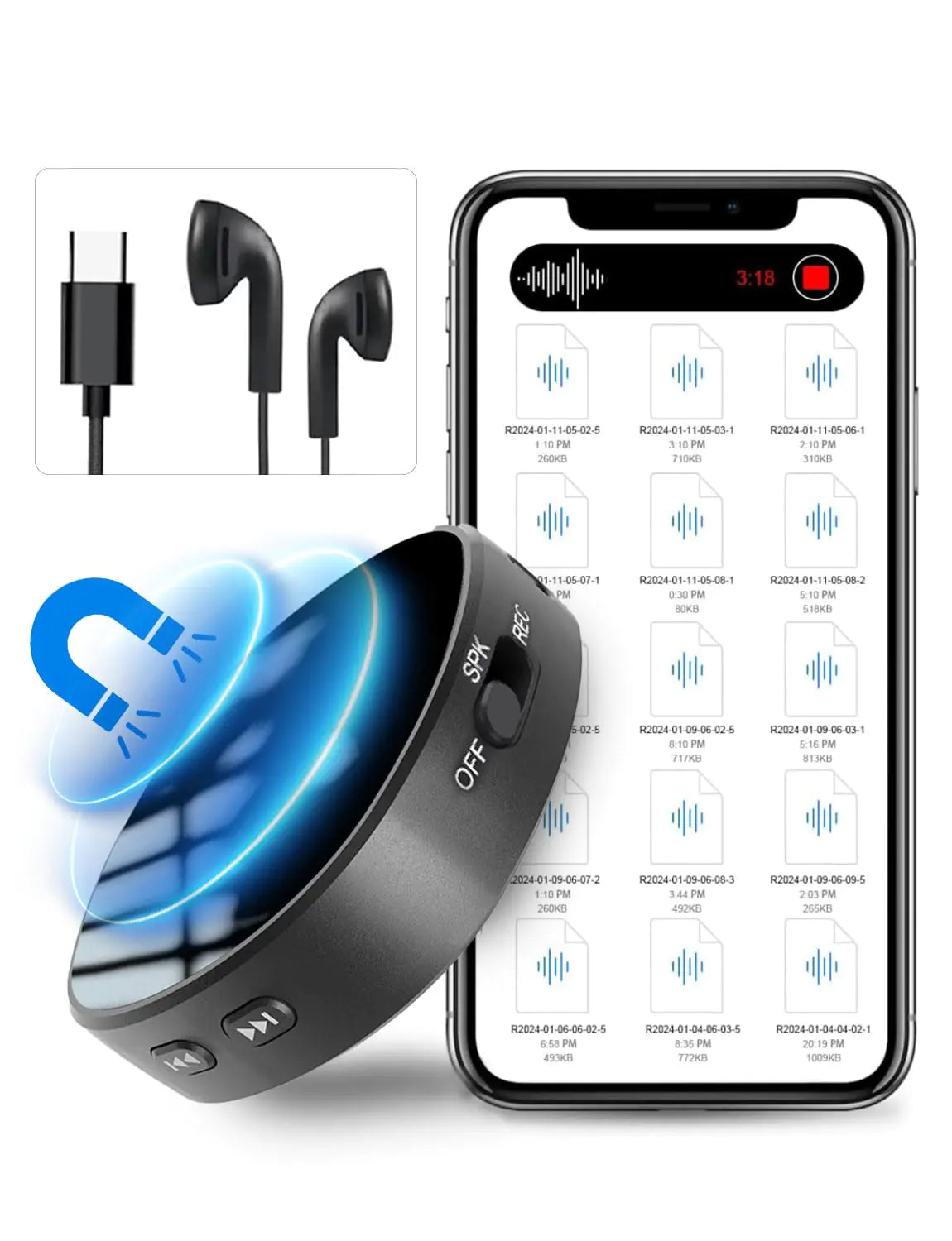 Clawdot Neural-Voice Recorder Pro (128GB) | AI Noise Cancellation