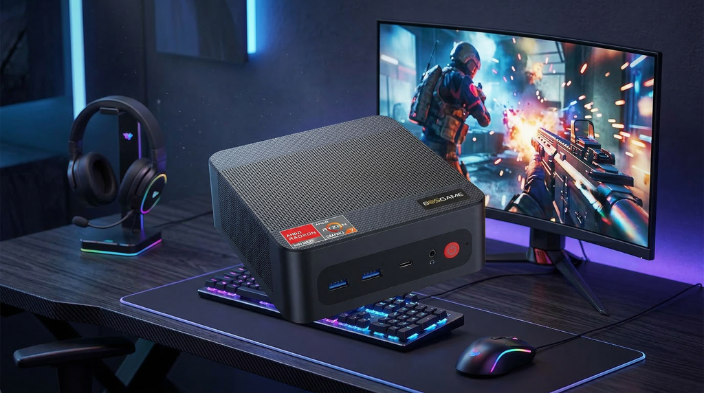 Clawdot BOSGAME P4 | AMD Ryzen 7 5700U 32GB RAM 1TB SSD | AI Ready Gaming Mini PC with Triple 4K Support