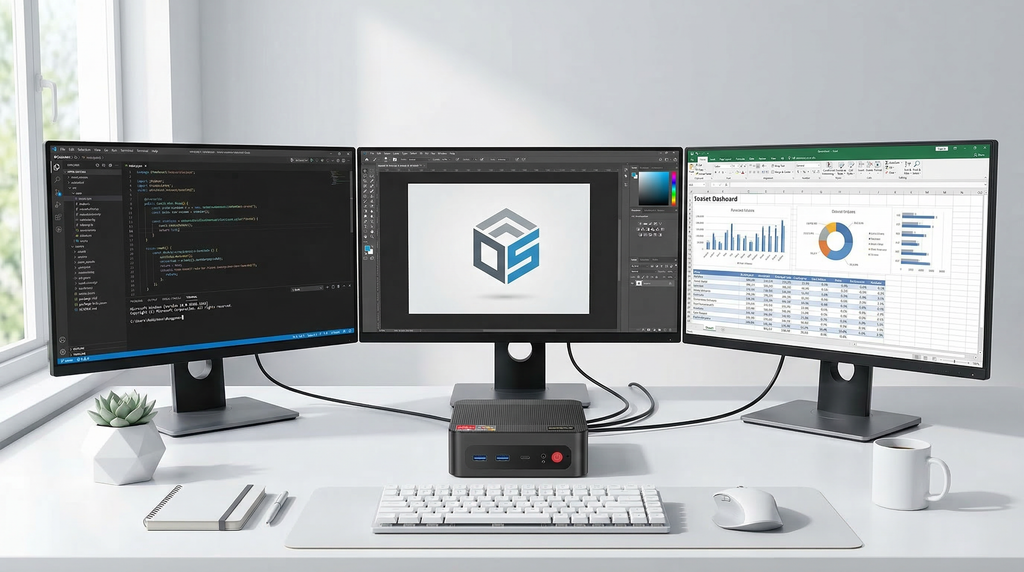 Clawdot BOSGAME P4 | AMD Ryzen 7 5700U 32GB RAM 1TB SSD | AI Ready Gaming Mini PC with Triple 4K Support